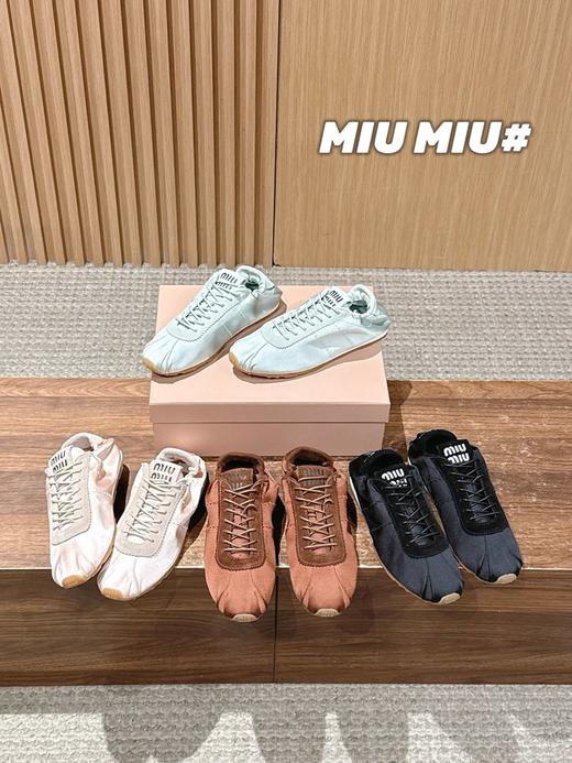 缪缪 缎面芭蕾德训鞋休闲鞋(DBG) 商品图0