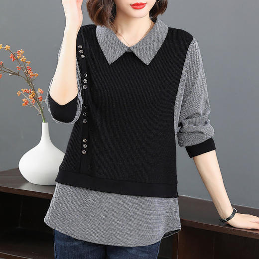 春秋假两件上衣女时尚洋气2025春款女装新款妈妈长袖t恤打底衫女 商品图3