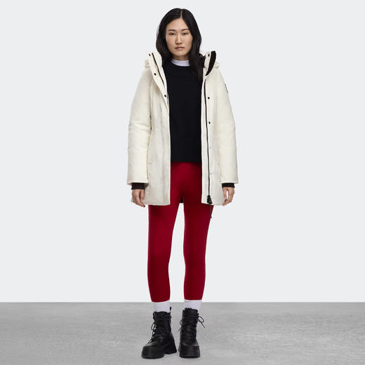 CANADA GOOSE 加拿大鹅 女士黑标徽章 Leslie 派克连帽羽绒服 白色 3833WB 9433 商品图6