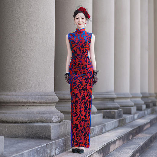 新中式改良复古风长款旗袍修身显瘦日常出片气质款NL762 商品图1