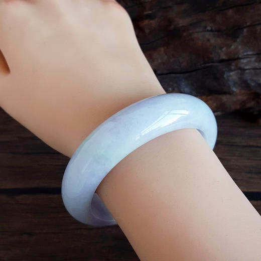 【天然正品】天然正桩细腻糯种春带彩紫罗兰飘绿57.5号翡翠手镯231225AK46 商品图8