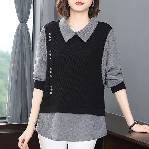 春秋假两件上衣女时尚洋气2025春款女装新款妈妈长袖t恤打底衫女 商品图1