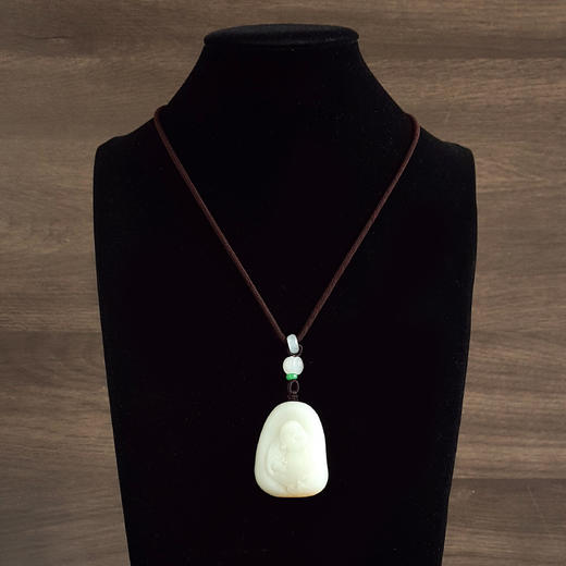 【天然正品】天然收藏级新疆籽料独籽细腻一级白油润度佳佛公和田玉吊坠项链 46.1*35.6*14.8MM(皆取最大值)301225NJM25 商品图9