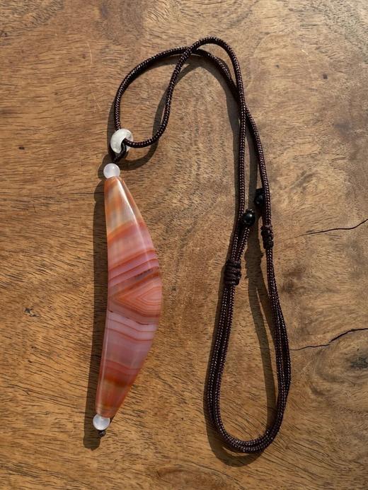 桃红缠丝玛瑙牛角型珠，顺丰包邮 商品图13