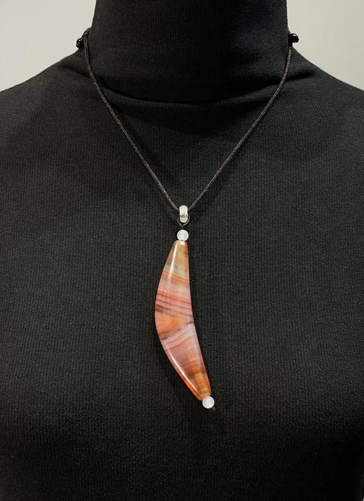 桃红缠丝玛瑙牛角型珠，顺丰包邮 商品图2