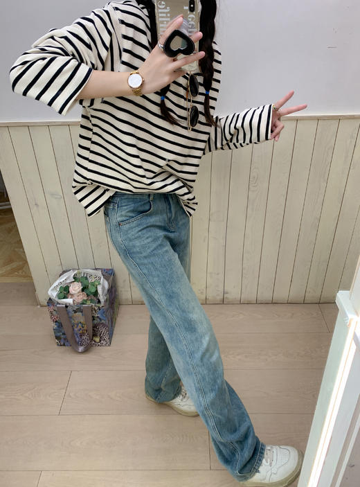 <曾小咸推荐>现货秒杀 ！微信超特价！条纹长袖t恤 日常129.99 立减60 秒杀69.99！加长款牛仔裤  秒杀79.99！！ 商品图13