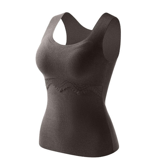 【绵羊毛❗️法式保暖背心】法式蕾丝羊毛+桑蚕丝保暖，一体式罩杯设计，10A级抑菌标准，高弹贴体穿出少女背，无痕羊绒蚕丝加厚大码保暖内衣免穿文胸QQ 商品图7