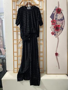 「断码清仓」大码提花金丝绒运动套装 L码  ZFYY269