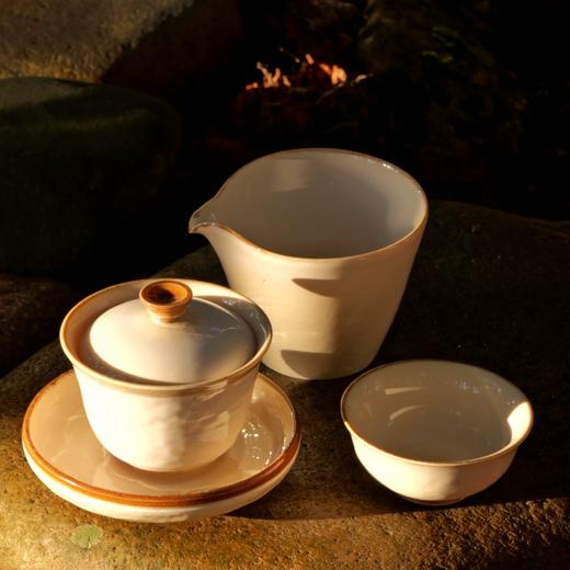 凤德堂灰贝柴烧陶瓷盖碗 商品图0