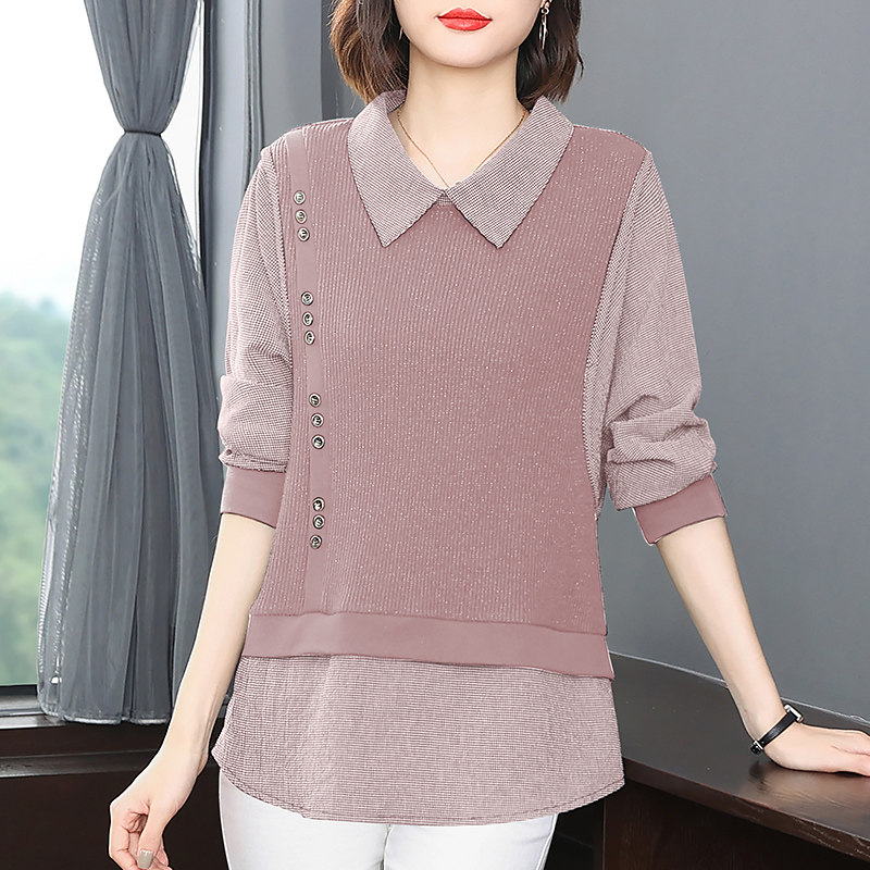 春秋假两件上衣女时尚洋气2025春款女装新款妈妈长袖t恤打底衫女