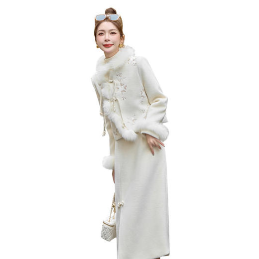 小香风千金套装时尚新中式，国风羽绒粉色半身裙两件套HR-YJLY6862A 商品图4