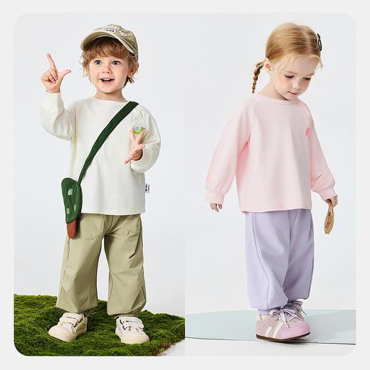 迷你巴拉男女童宝宝长袖T恤柔软舒适轻盈蓬松透气轻户外风2026春 商品图2