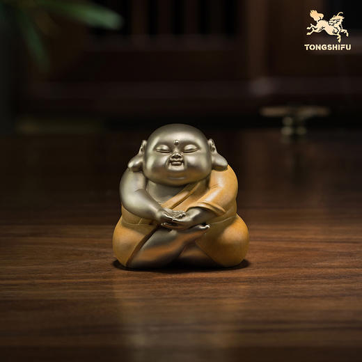 铜师傅《萌罗汉》客厅工位佛像铜摆件 家居装饰工艺品 商品图1