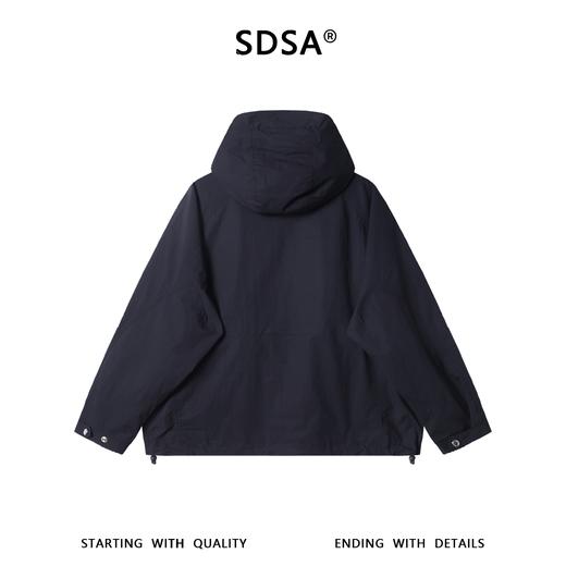 W0323SDSA男士秋冬新款痞帅男装潮牌纯色多口袋拉链立领连帽夹克潮牌 商品图5