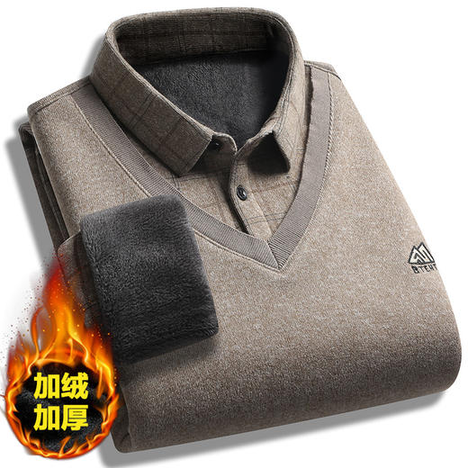 秋冬装中老年男打底衫爸爸保暖针织衫中年男长袖t恤加绒加厚毛衣 商品图2