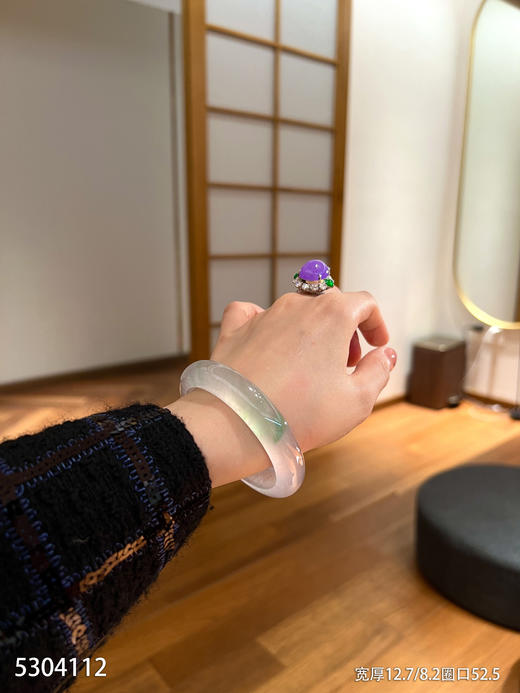 玻璃种飘翠手镯【5304112】圈口52.5~具体价格微信咨询 商品图1
