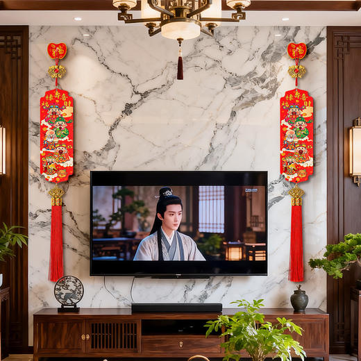 【9.9到手❗️新年五路财神挂件】吉祥如意 喜庆迎福 开门见喜 和气生财 中国风五福桃木浮雕流苏客厅玄关喜庆中国结装饰 商品图3