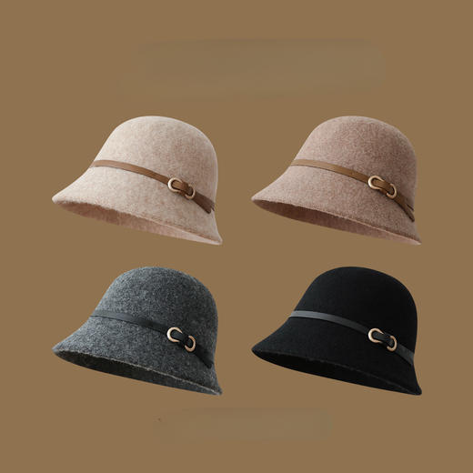 高级感毛呢渔夫帽气质优雅小礼帽，女生法式复古圆顶盆帽显脸小LJX-X230 商品图0