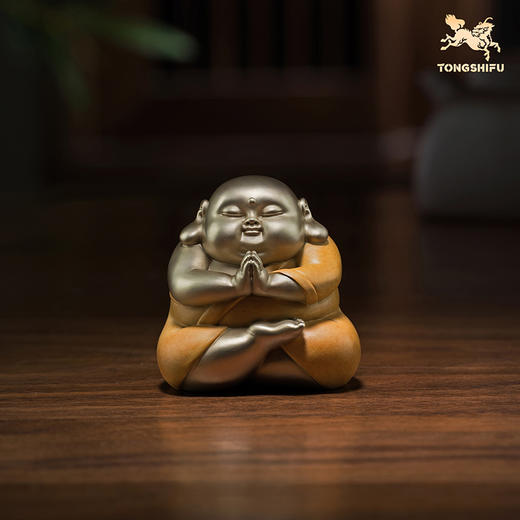 铜师傅《萌罗汉》客厅工位佛像铜摆件 家居装饰工艺品 商品图2