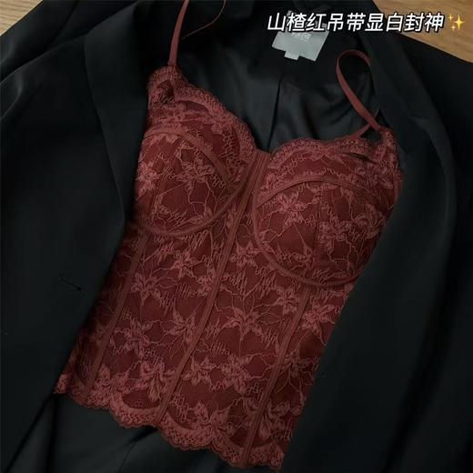 【显白封神❗️法式蕾丝背心】单穿叠穿都时髦，立体罩杯，小胸也能穿出圆润饱满，内搭可外文胸一体美背吊带内衣上衣修身QQ 商品图0