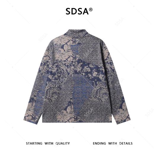 26T04SDSA男士秋冬新款痞帅男装美式复古撞色植物花卉立领长袖T恤百搭 商品图5