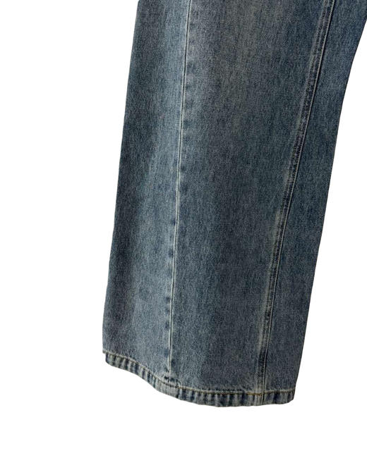 女款高腰阔腿拖地牛仔裤长裤la016 商品图2