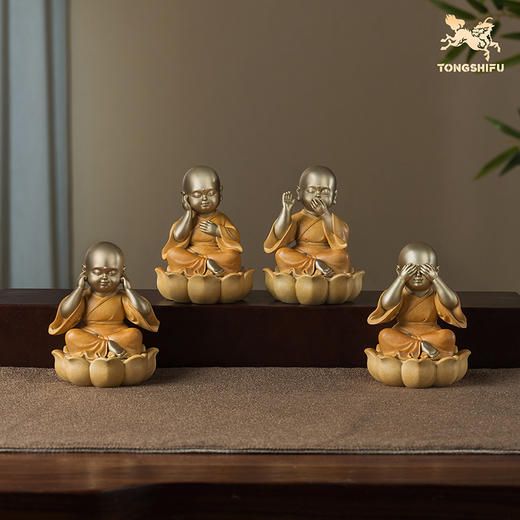 铜师傅《四不小和尚》客厅工位佛像铜摆件 家居装饰工艺品 商品图9
