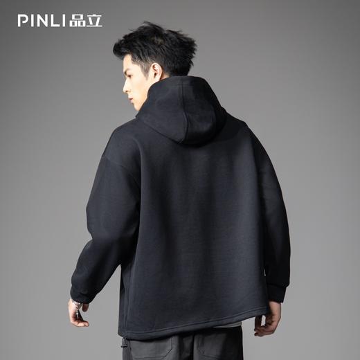 PINLI品立2026春季新款男士潮牌宽松纯色连帽落肩袖套头卫衣上衣B262109005 商品图3