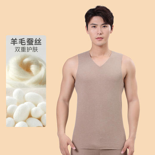 【轻暖科技❗️羊毛蚕丝德绒背心】“天然桑蚕丝”蓄热保暖，“细腻绵羊毛”	蓄热保暖，润肤轻柔顺滑柔软	，男士无痕发热马甲秋衣打底衫保暖背心式QQ 商品图8