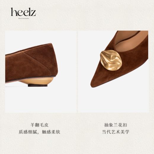 heelz设计师手工鞋履 ｜步步留心兰花扣羊翻毛皮奶奶鞋 2公分 商品图3