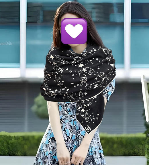 秋冬特惠💰390 新款香奈儿围巾 星星涂鸦【双面同色】经典设计优雅风 商品图3