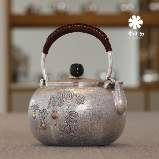 李小白银壶 纯银9999银壶 纯手工银壶 银壶茶壶 口打出烧水壶 六方福禄 商品图2