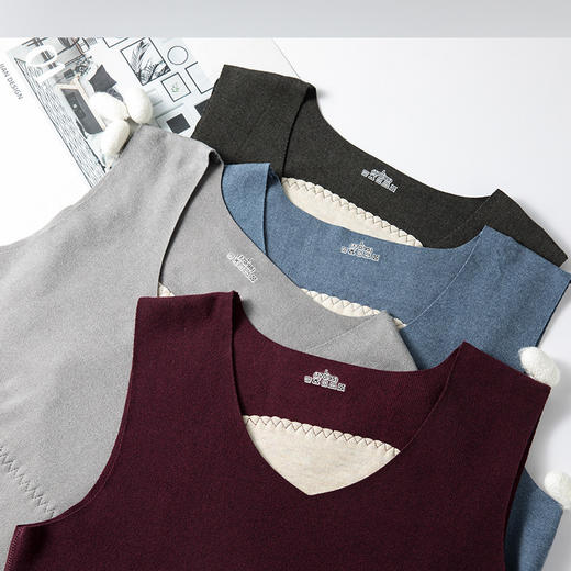 【超值2件❗️蚕丝护肚保暖背心】桑蚕丝+绵羊毛 更加保暖，亲肤保暖色纱混纺，无痕随意裁工艺，不易起球不易褪色，男士内衣加绒加厚双面绒发热打底衫QQ 商品图1
