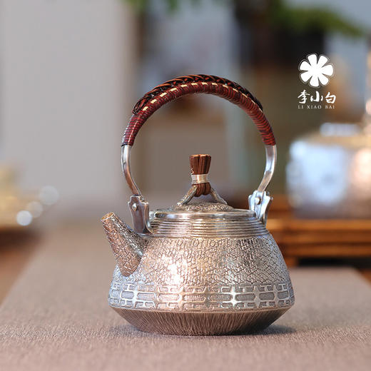 李小白银壶 纯银9999泡茶银壶 纯手工制作 纯银泡茶壶 泡茶银壶 冰裂泡壶 商品图1