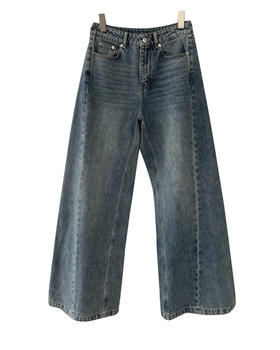 女款高腰阔腿拖地牛仔裤长裤la016