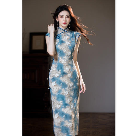 改良新中式长款无袖旗袍，年轻款日常港风旗袍GX-12607 商品图3