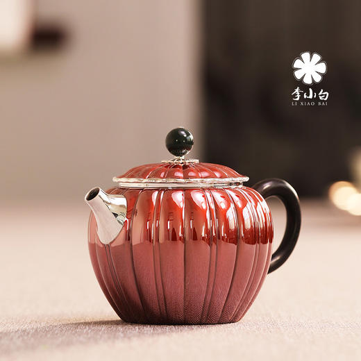 李小白银壶 纯银9999泡茶壶 纯手工制作 铜包银菊瓣泡壶 商品图2