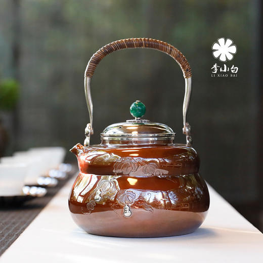 李小白银壶 纯银9999烧水壶 纯银银壶 银壶茶壶 铜包银银壶 商品图1