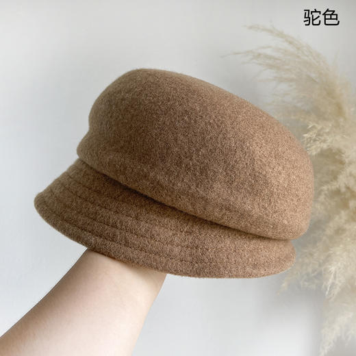 日系羊毛呢短檐贝雷帽，优雅盆帽时尚礼帽冬季保暖画家帽复古潮LJX-XY042 商品图3
