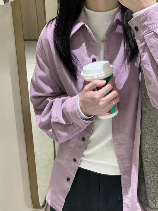 芋泥紫灯芯绒衬衫 商品图0