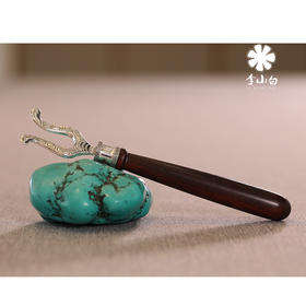 李小白9999 纯银壶夹 纯银壶叉 纯银壶盖叉 纯银壶盖夹 红木柄