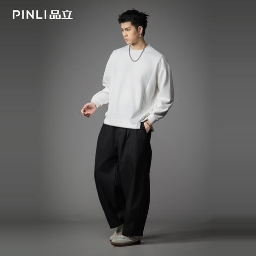 PINLI品立2026春季新款男士宽松落肩圆领纯色套头卫衣上衣潮牌男B262109002 商品图1
