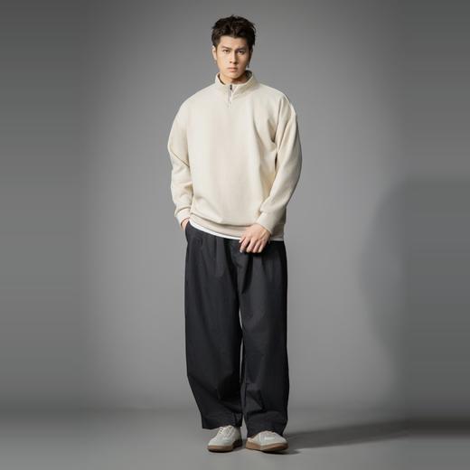 PINLI品立2026春季新款男士潮牌拉链立领落肩袖套头卫衣纯色上衣B262109004 商品图4