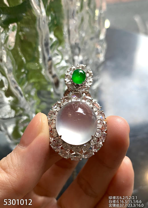 玻璃种蛋面吊坠【5301012】具体价格微信咨询 商品图3