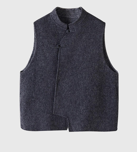 新中国风双面呢立领盘扣羊毛马甲 商品图1