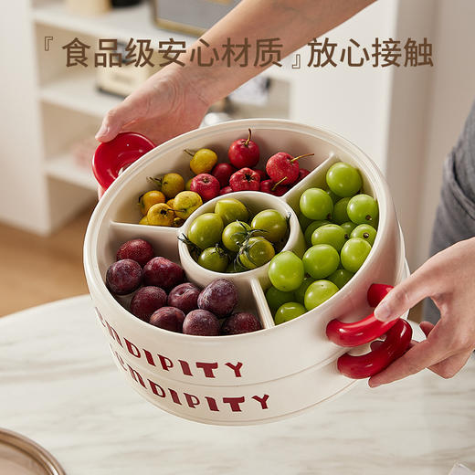 【全配升级！复古轻奢果盘】创意蝴蝶结干果盘 家用客厅分格带盖糖果盒 ins风零食摆放盘水果盘 商品图3