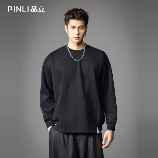 PINLI品立2026春季新款男士宽松落肩圆领纯色套头卫衣上衣潮牌男B262109002 商品图2