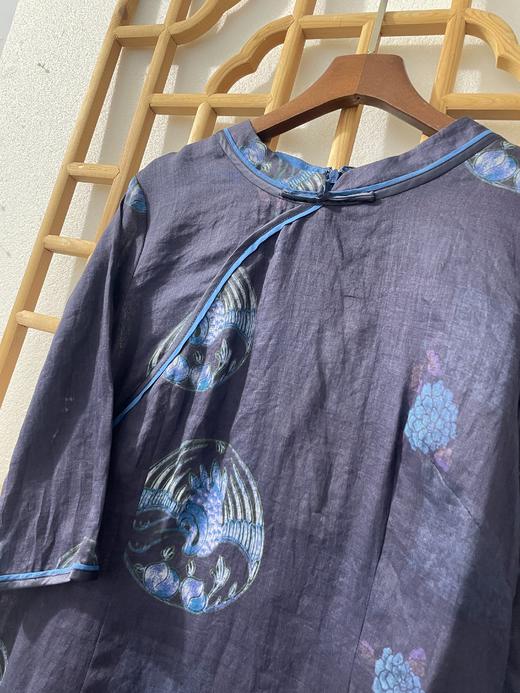 「断码清仓」精品新中式100%苎麻侧开大叉复古旗袍连衣裙 L码  ZFYY279 商品图2