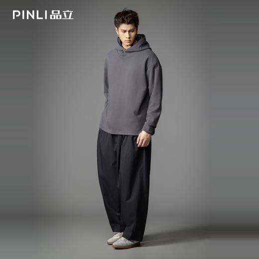 PINLI品立2026春季新款男士潮牌宽松纯色连帽落肩袖套头卫衣上衣B262109005 商品图1