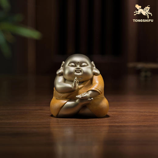 铜师傅《萌罗汉》客厅工位佛像铜摆件 家居装饰工艺品 商品图4